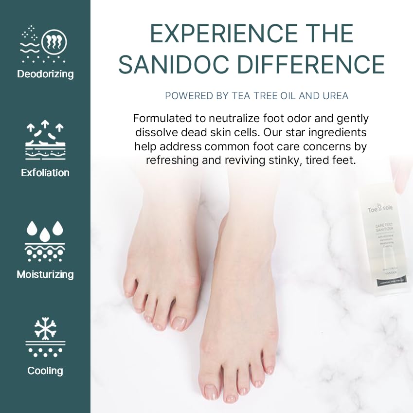 Toe&sole Foot Odor Control Spray - Daily Spray for Neutralizing Foot Odor - Refreshing Formula with Menthol and Panthenol - Exfoliate and Hydrate Rough Skin
