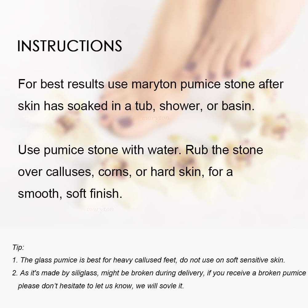 Maryton Glass Pumice Stone for Feet Pedicure Tools Foot Scrubber, 2PCS