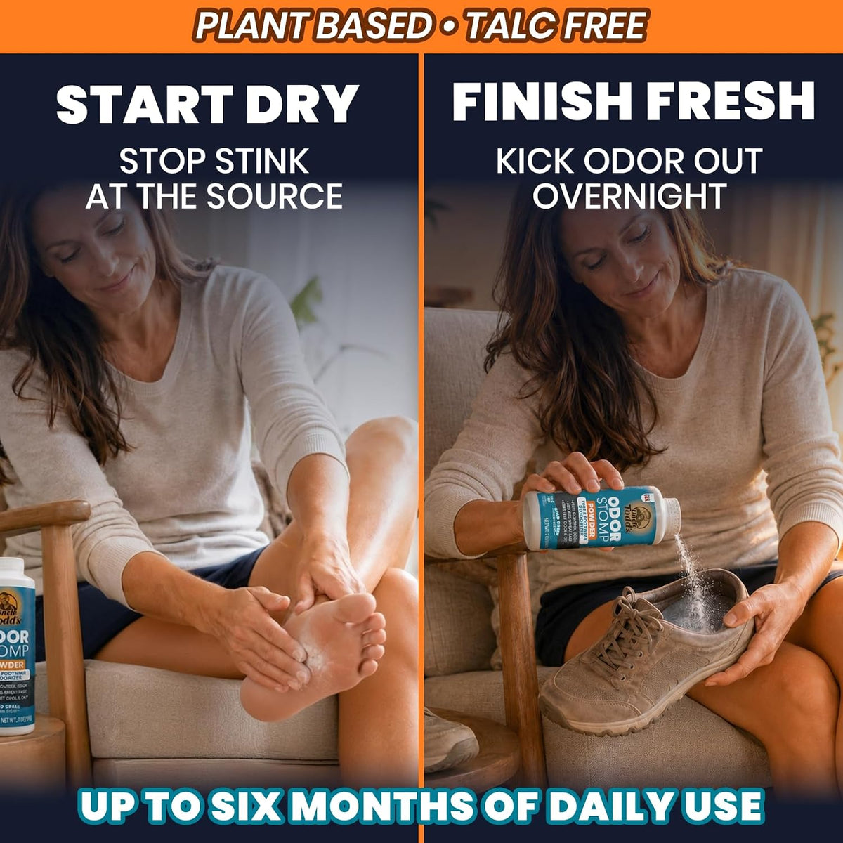 3-in-1 Foot Powder - Controls Sweat, Odor & Keeps Feet Dry - Talc-Free, 7oz