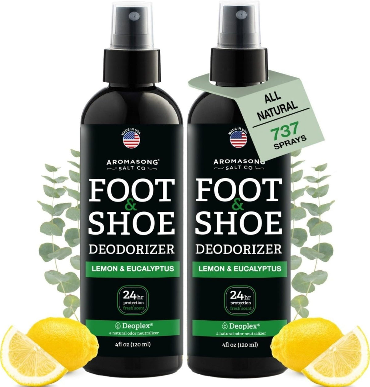 Aromasong Natural Shoe Deodorizer and Foot Spray - 24-Hour Freshness Foot Odor Eliminator for Feet - Extra Strength Fresher for Smelly Shoes & Stinky Feet Spray with Refreshing Scent, 4oz