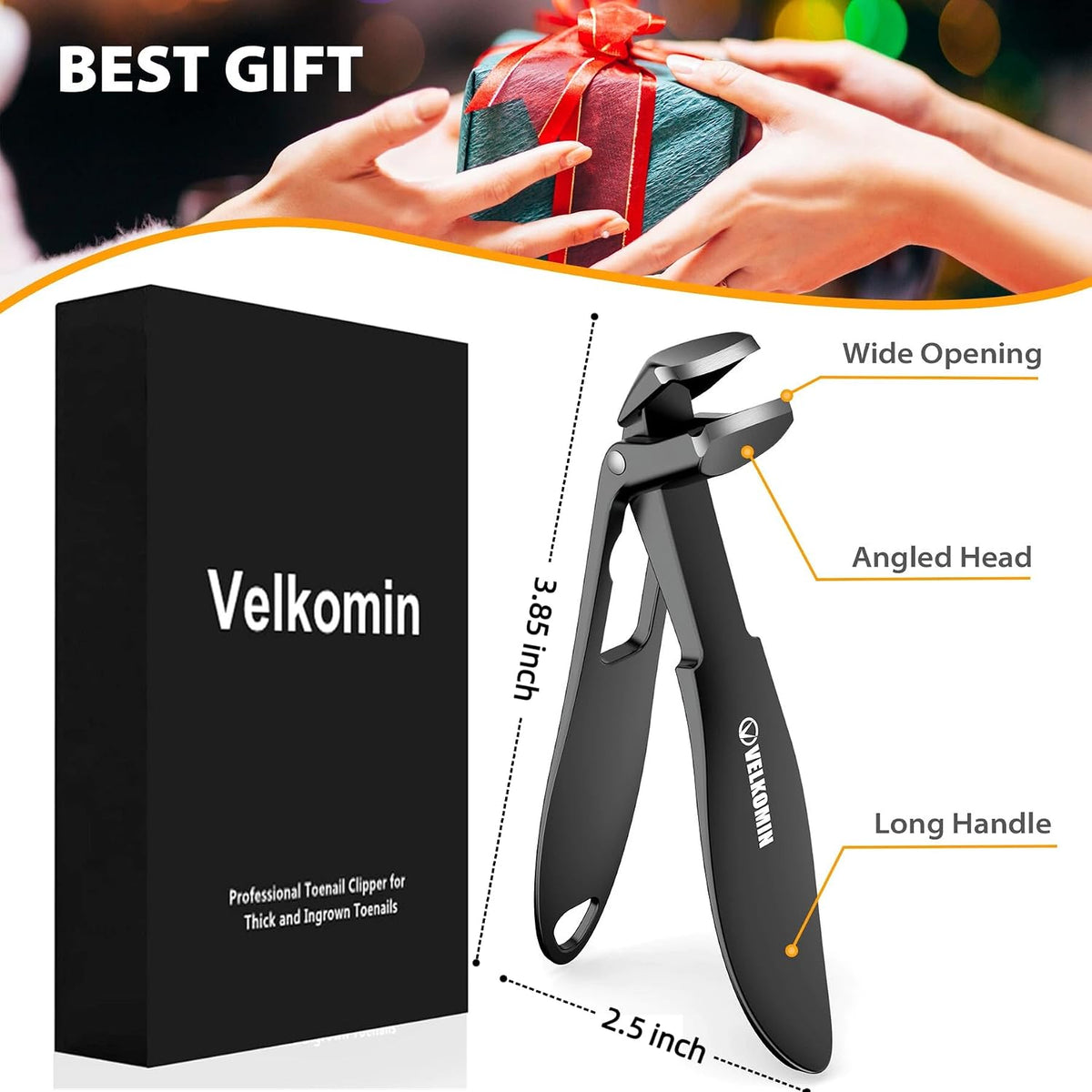 Toenail Clippers for Seniors, Long Handled Curved Head Nail Clippers with Catcher, Ultra-Sharp Heavy Duty for Thick Nails, Ergonomic Design for Men & Women, 18-Month Replacement Warranty