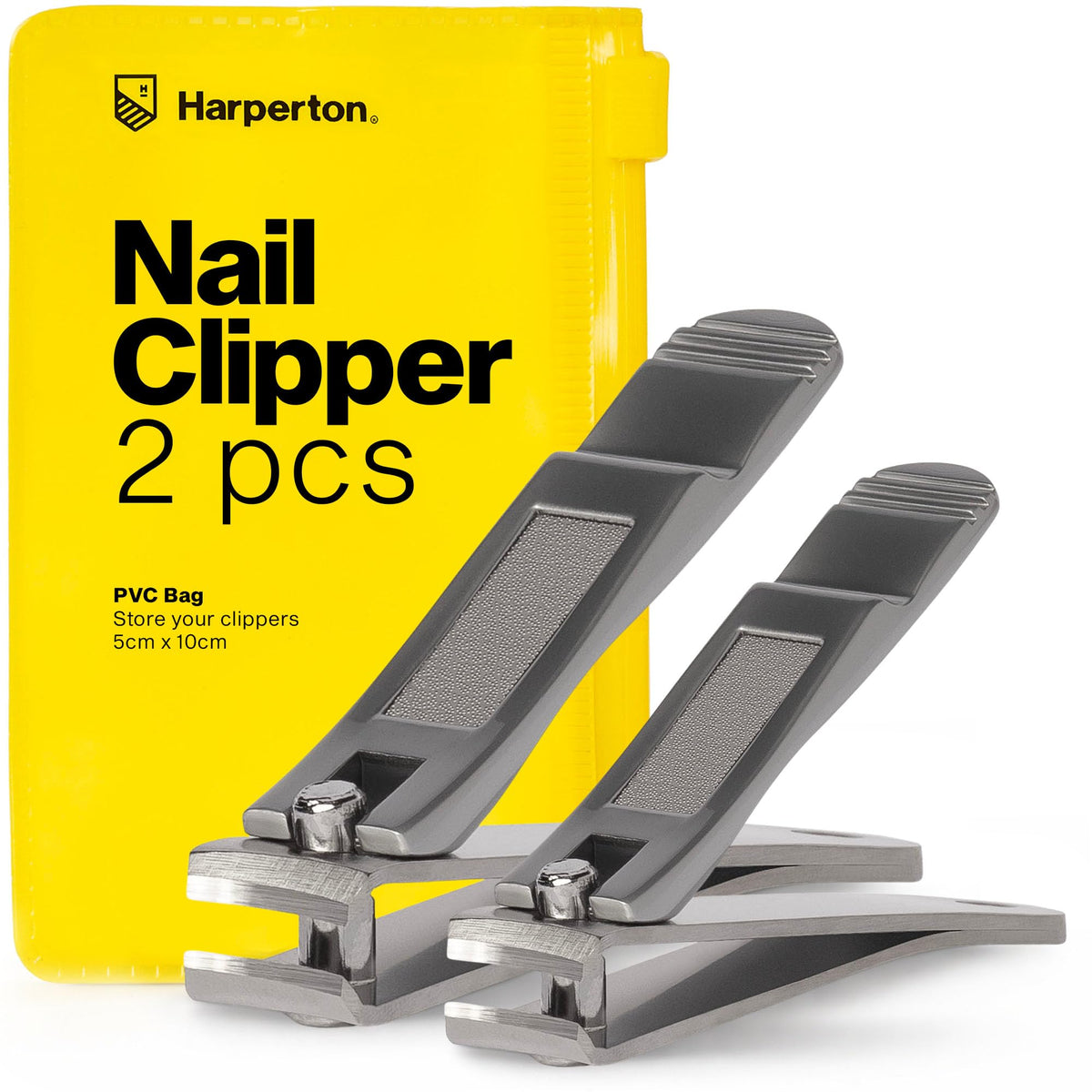 Nail Clippers for Thick Nails - 2 Pack Heavy Duty Toenail & Fingernail Clippers for Men Precision Stainless Steel Cutter Set with Travel Case (Black)