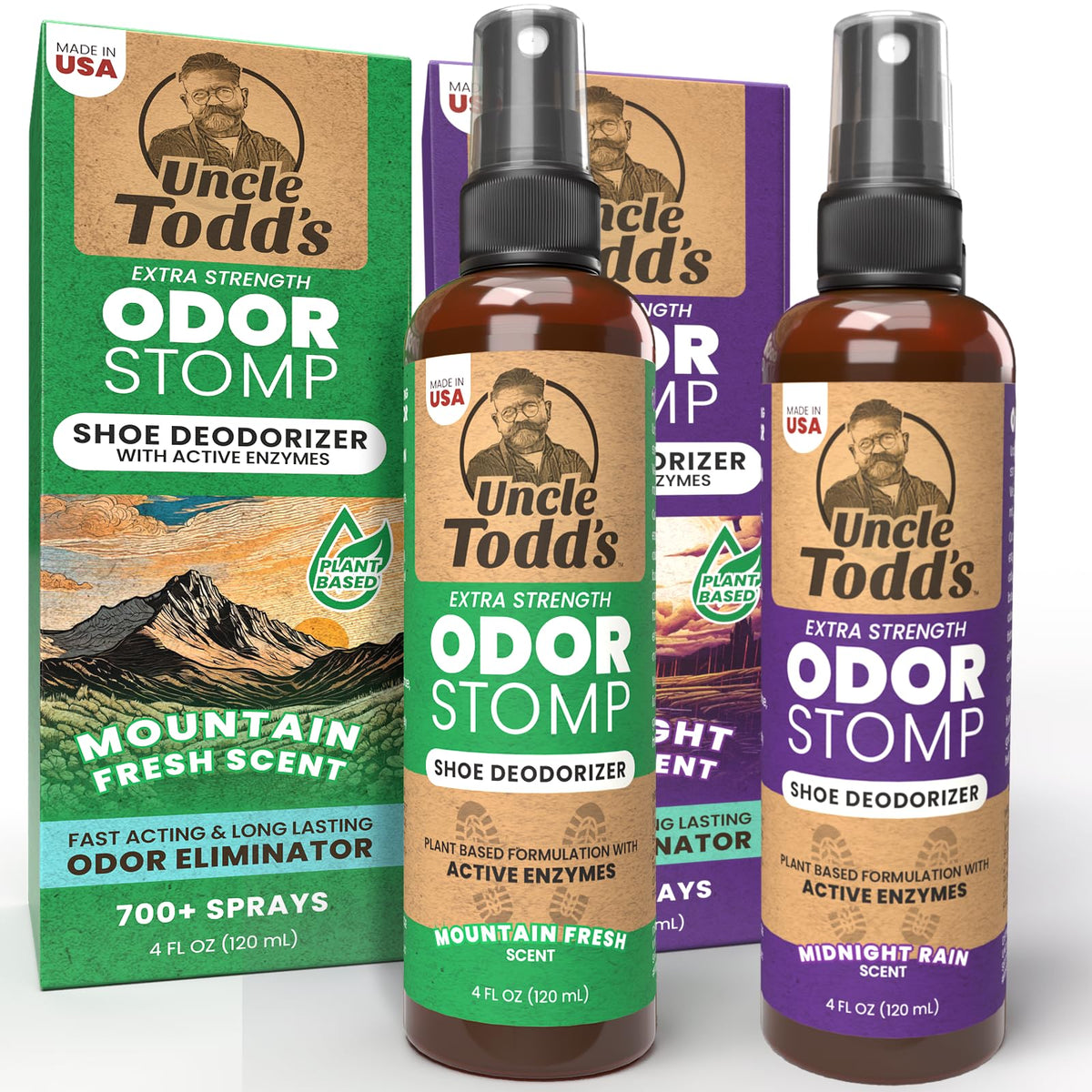 Uncle Todd's Shoe Deodorizer Spray - Proven & Powerful Enzyme Formula Spray for Shoe Odor Elimination in All Footwear (Mountain Fresh)