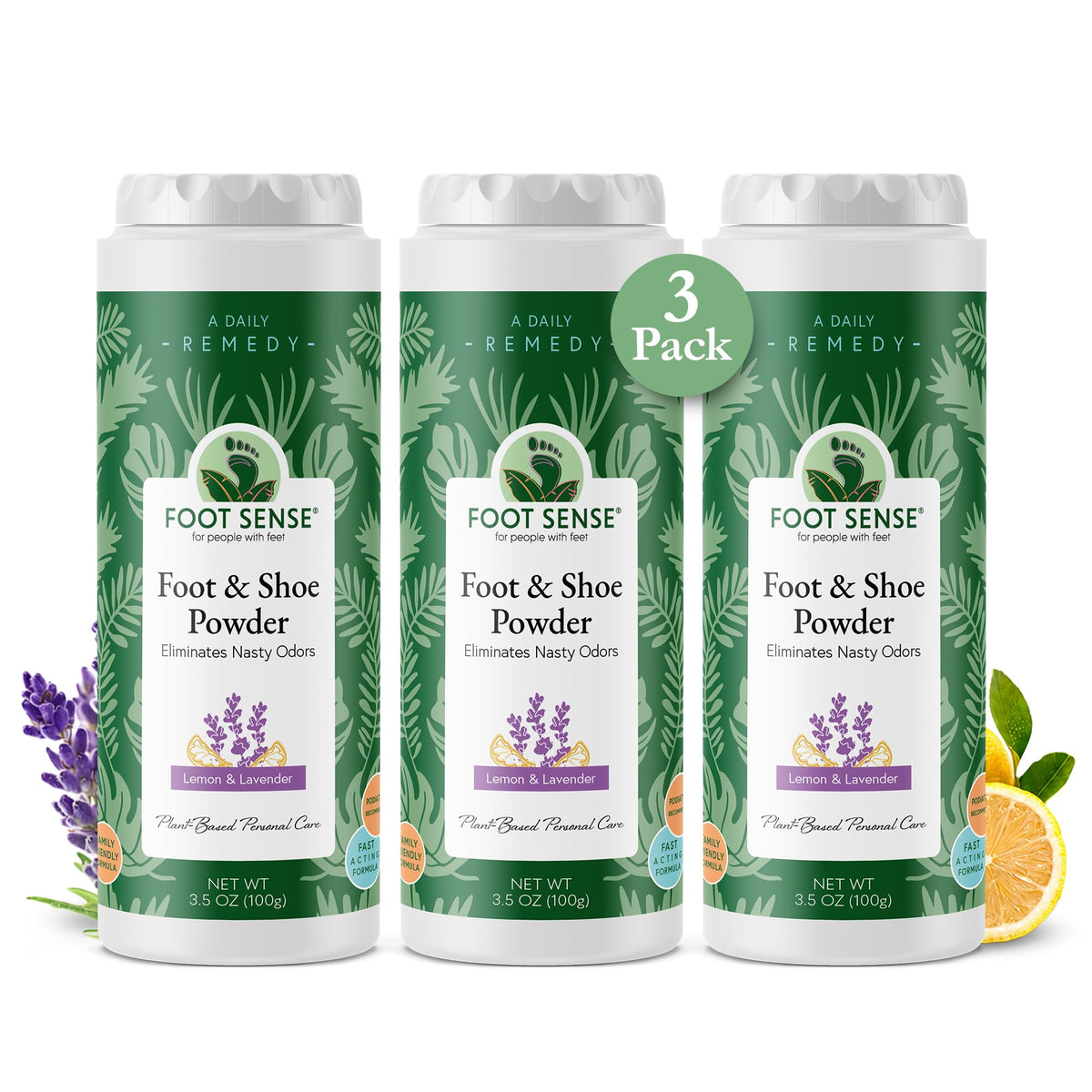 FOOT SENSE All Natural Foot & Shoe Powder, Foot Odor Eliminator for Long-Lasting Odor Control Lasts up to 6 Months, Deodorizes, Safe for Men, Women, Kids, Athletes, 100g