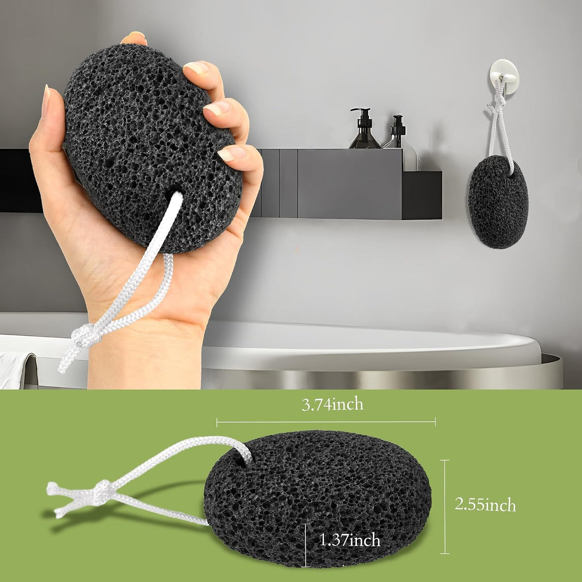 SALVMARY Natural Pumice Stone for Feet Foot Scrubber Callus Remover 2 Pack