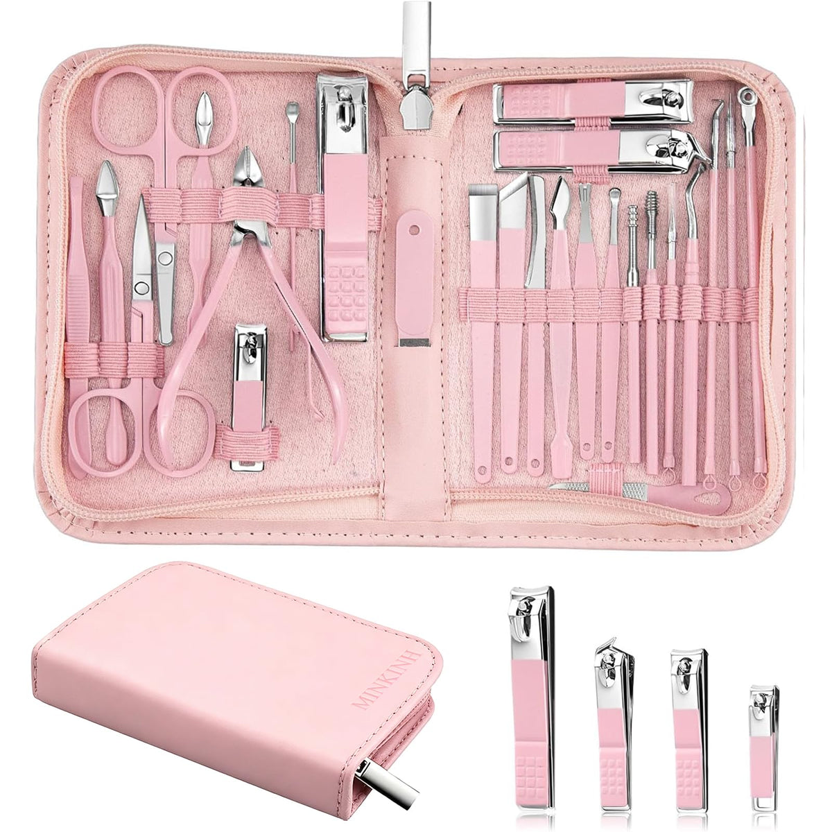MINKINH Nail Clippers Set Manicure Pedicure Kit, 26-Piece Stainless Steel