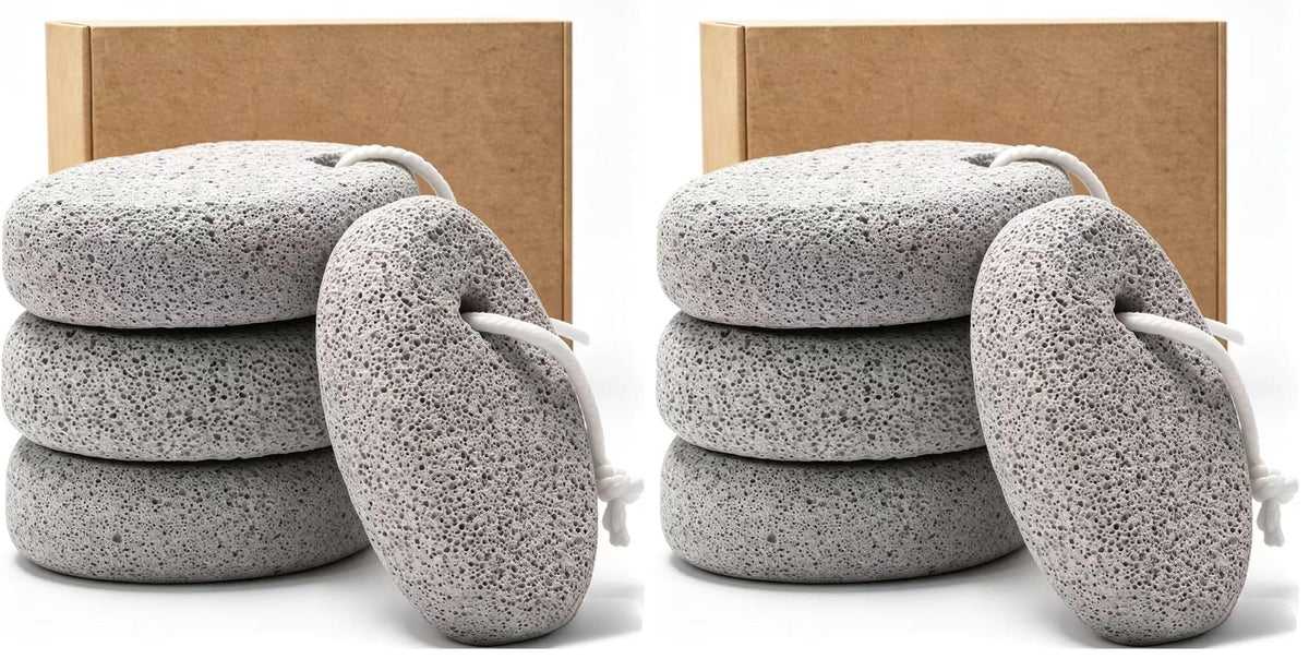 4-Pack Natural Pumice Stone for Feet, Borogo Lava Pedicure Tools Hard Skin Callus Remover for Feet and Hands - Natural Foot File Exfoliation to Remove Dead Skin, Heels, Elbows, Hands