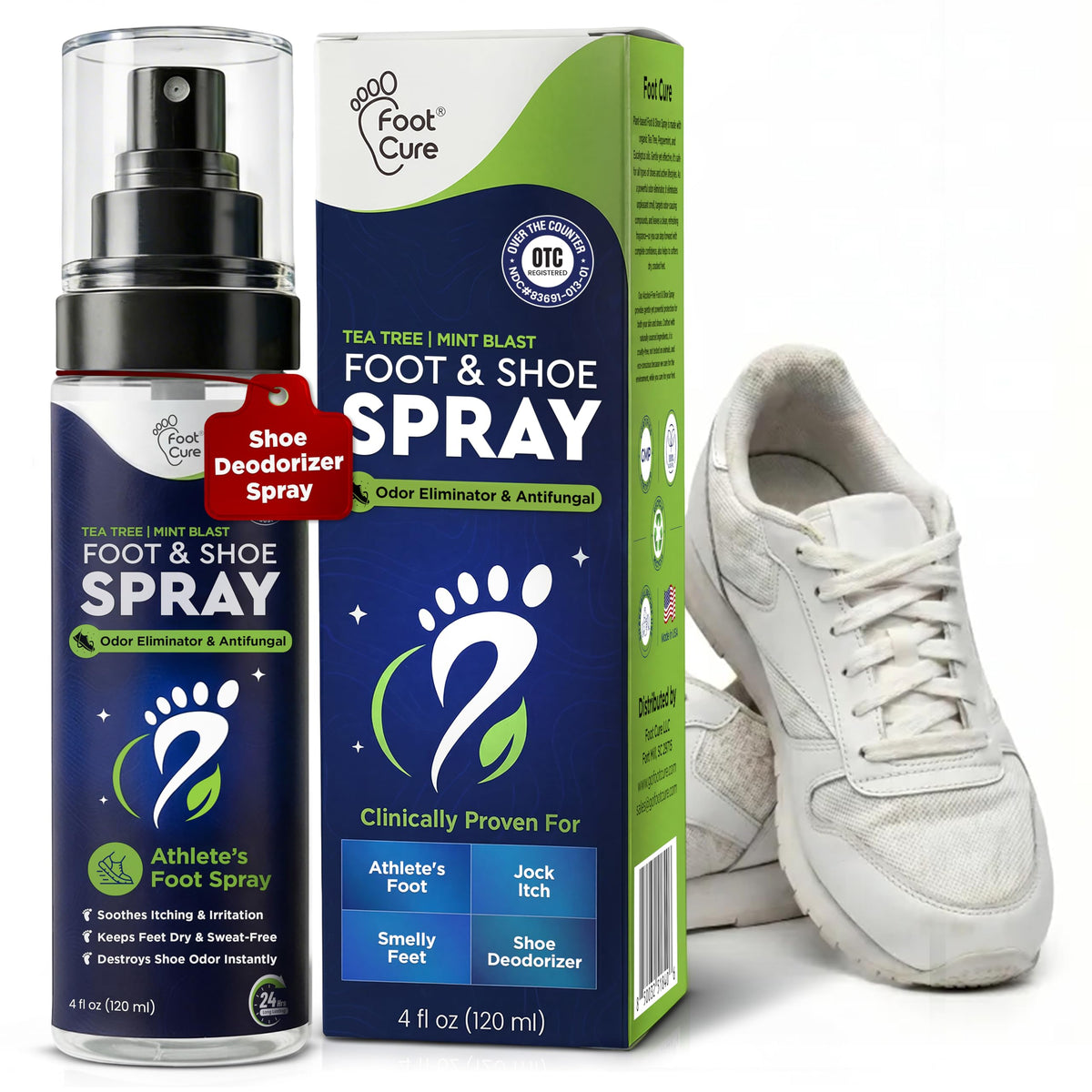 Shoe Deodorizer, Foot Odor Spray, Tea Tree | Mint Odor Eliminator - 120ml
