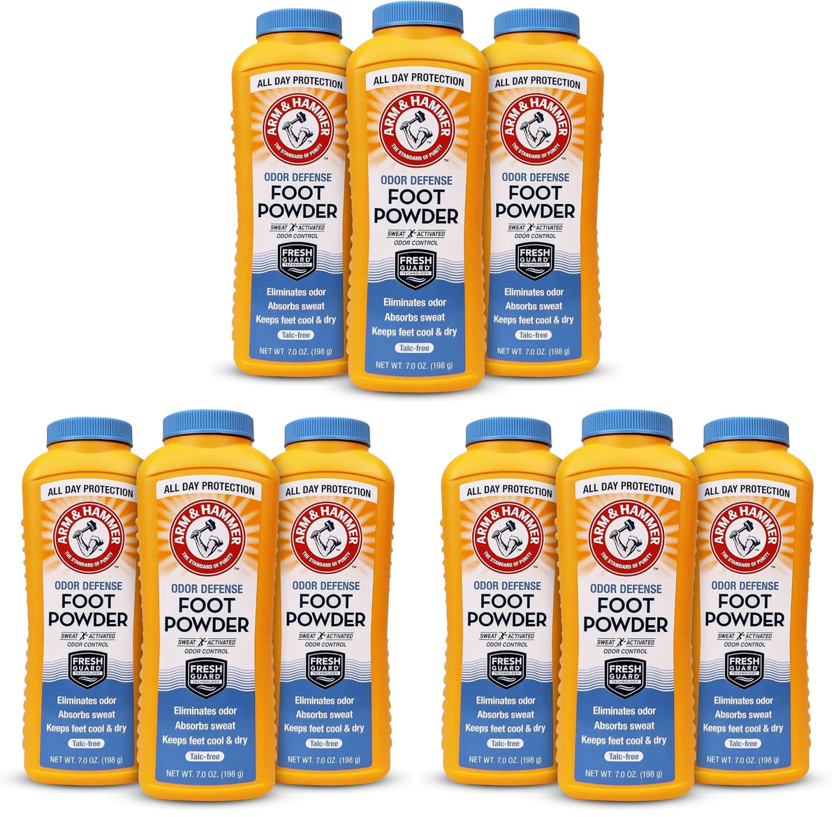 Arm & Hammer Odor Defense Foot Powder for Shoes & Feet, 7 oz, 3 Pack