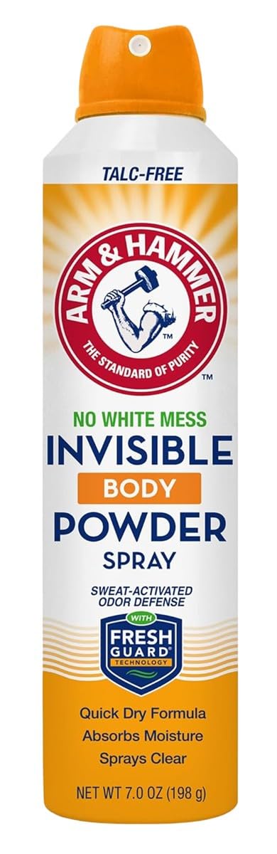 Arm & Hammer Invisible Foot Powder Spray, Odor & Sweat Control, 7oz, 3 Pack