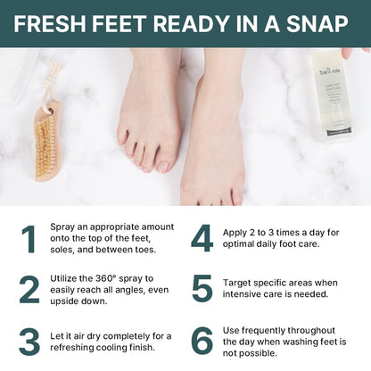 Toe&sole Foot Odor Control Spray - Daily Spray for Neutralizing Foot Odor - Refreshing Formula with Menthol and Panthenol - Exfoliate and Hydrate Rough Skin