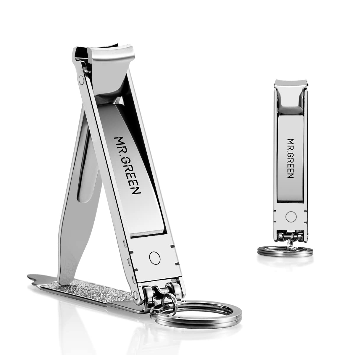 MR.GREEN Collapsible Nail Clippers Small and Thin Portable Travel Nail Scissors Cutter Stainless Steel Manicure Tools with Nail Files (Orange Leather Case+ Iron Box) Multicoloured