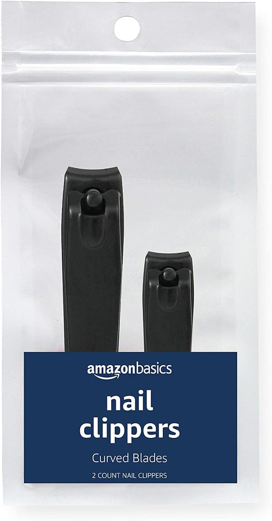 Amazon Basics Toenail and Fingernail Clipper Set, Nail Clippers, Grooming Tool, Black