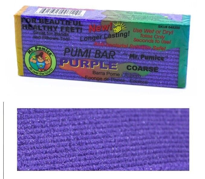 Mr. Pumice Purple PUMI Bar - Coarse Pumice Stone for Feet Callus Remover Pedicure Tools for Feet Foot Scrubber Skin Exfoliator Block, 4 Pack