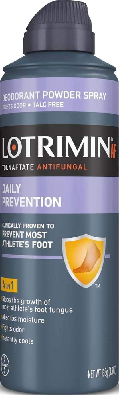 Lotrimin AF Athlete's Foot Daily Prevention Deodorant Powder Spray, 4.6 Ounce