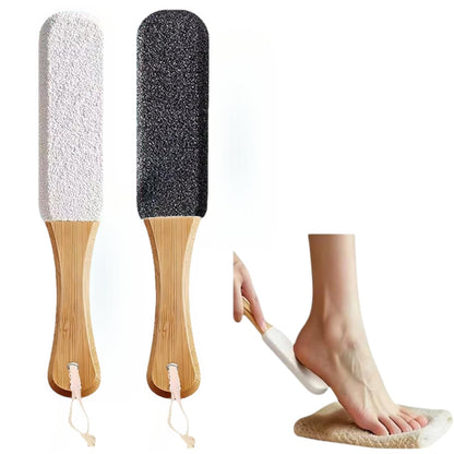 2-Pack Professional Pedicure Foot File with Wooden Handle & Pumice Stone - Callus Remover for Feet & Hands, Foot Scrubber for Dead Skin, Dry Rough Feet, Cracked Heels and Corns