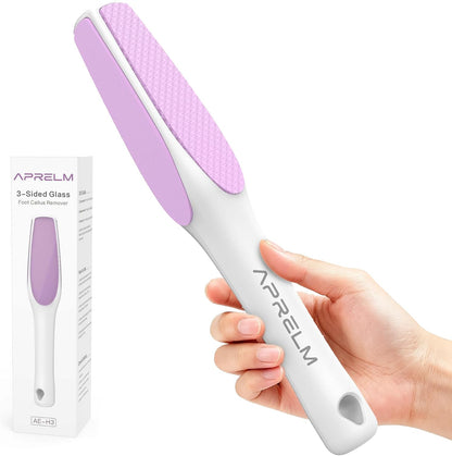APRELM 3-Sided Nano Glass Foot File, 3-in-1 Coarse/Medium/Fine Foot Callus Remover, Professional Callus Remover for Feet Hard Skin Smooth Polishing (Pink)