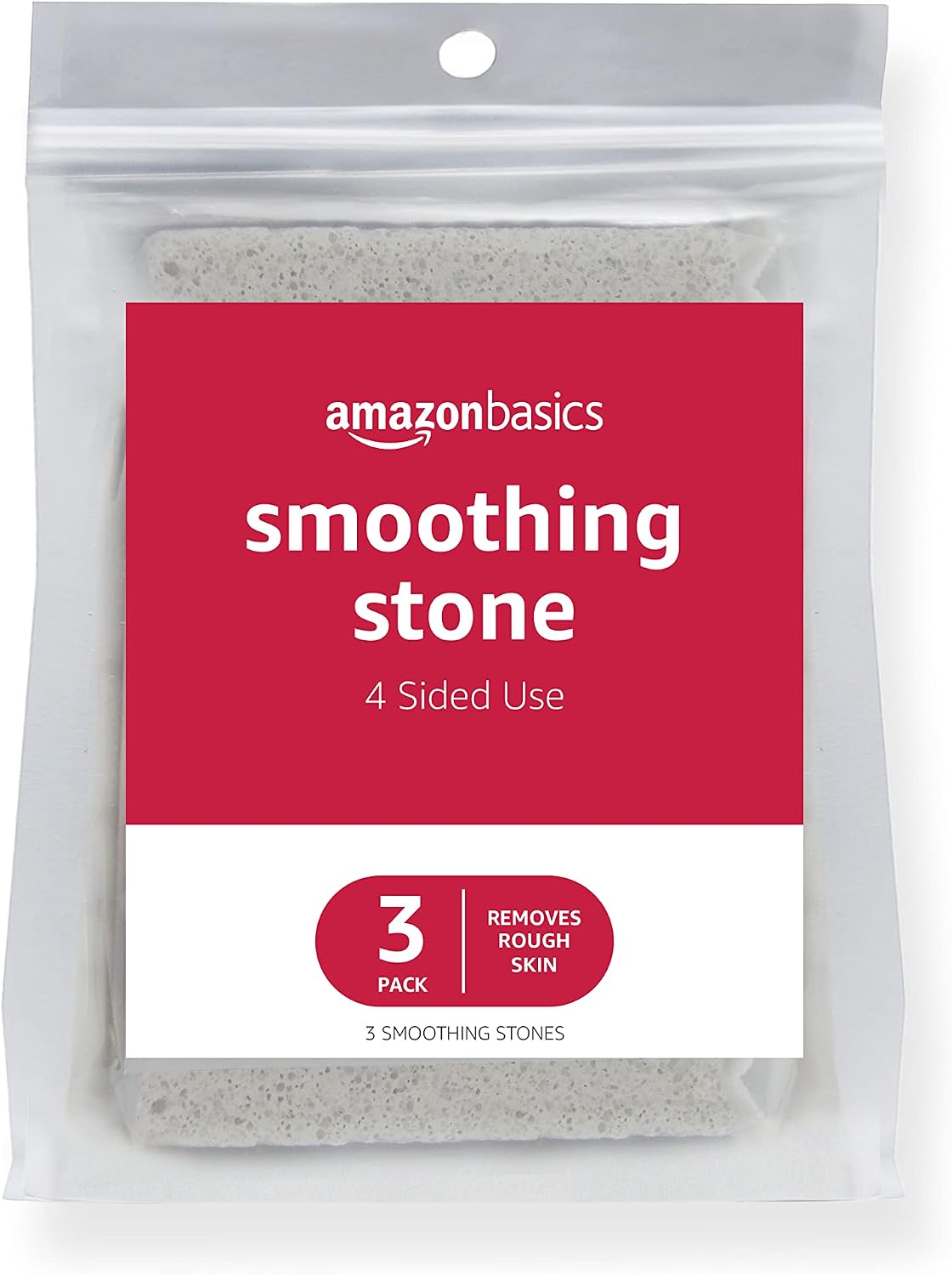 Amazon Basics Dead Skin Remover Smoothing Stone, Foot Exfoliator for Calluses and Cracked Heels, Grey, 3-Pack
