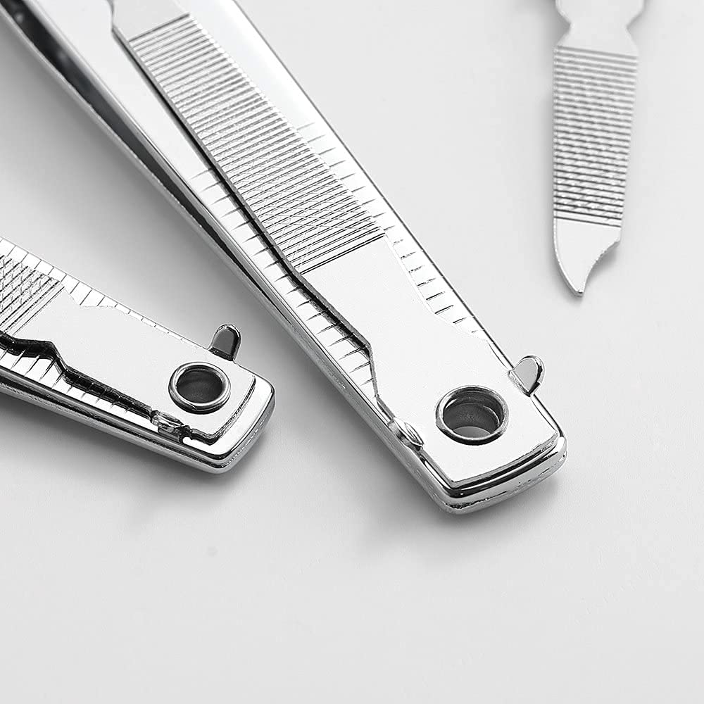 4 Pcs Professional Stainless Steel Toenail Clipper and Fingernails by QLL - Swing Out Nail Cleaner/File - Sharpest Stainless Steel Clipper - Wide Easy Press Lever - Best Quality Nail Cutter