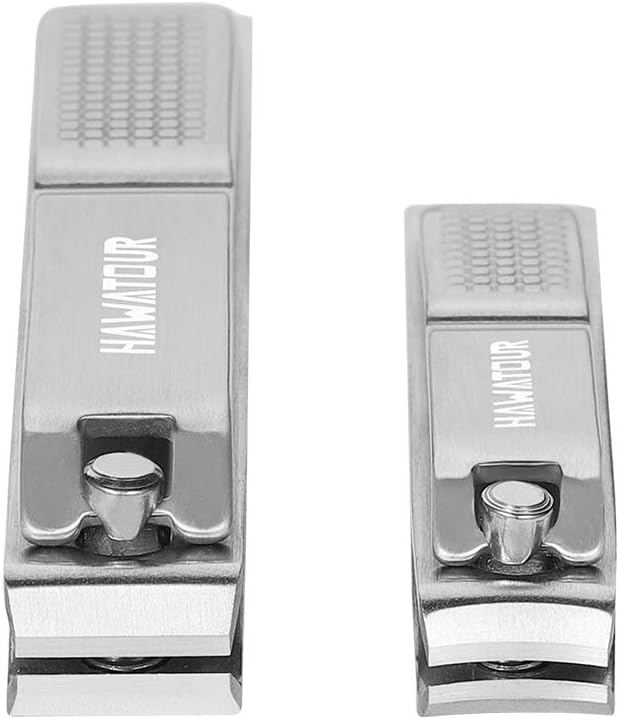 HAWATOUR Nail Clippers Set with Visibly Tin Case, Silver
