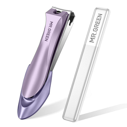 MR.GREEN Nail Clippers with Nail File,Anti Splash Nail Clipper Set for Thick Nails,Medical Grade Stainless Steel Professional Nail Cutter,Sharp and Durable fingernail Clipper for Men and Women(Green)