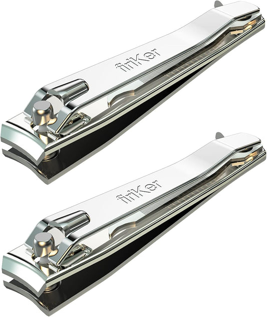 FiriKer 2PCS Silvery Nail Clippers Set, Fingernail and Toenail Clippers