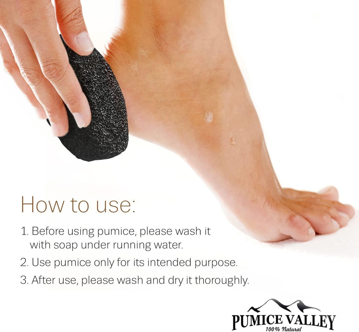 Pumice Stone for Feet - Natural Foot Scrubber for Dead Skin Callus Removal