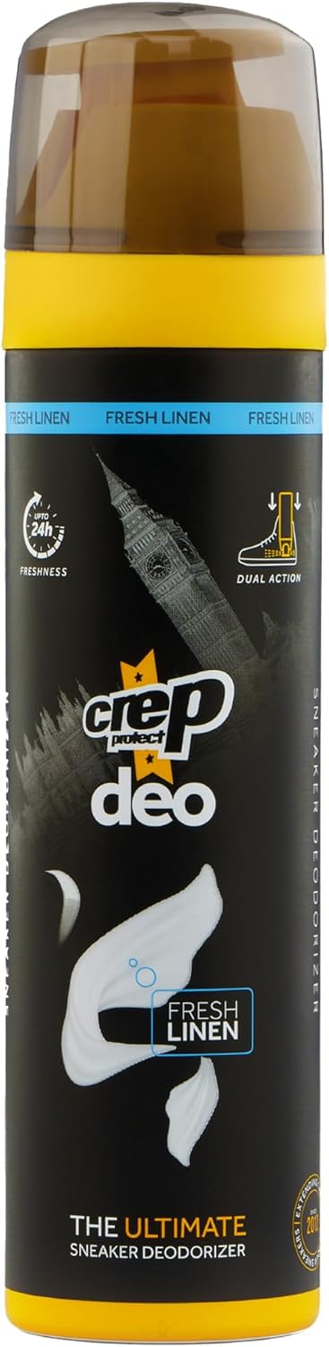 Crep Protect Shoe Deodorizer Spray - Foot & Shoe Odor Eliminator for Smelly Shoes, Sneakers, Boots, Suede & Nubuck - 24-Hour Freshness, Refreshing Scent (Fresh Linen, 5.07oz)