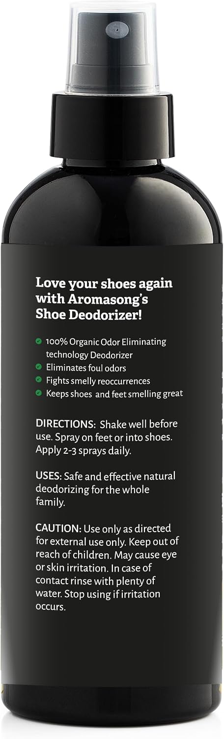 Aromasong Natural Shoe Deodorizer and Foot Spray - 24-Hour Freshness Foot Odor Eliminator for Feet - Extra Strength Fresher for Smelly Shoes & Stinky Feet Spray with Refreshing Scent, 4oz