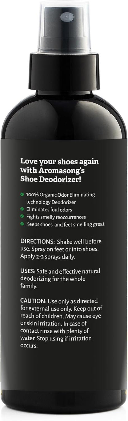 Aromasong Natural Shoe Deodorizer and Foot Spray - 24-Hour Freshness Foot Odor Eliminator for Feet - Extra Strength Fresher for Smelly Shoes & Stinky Feet Spray with Refreshing Scent, 4oz