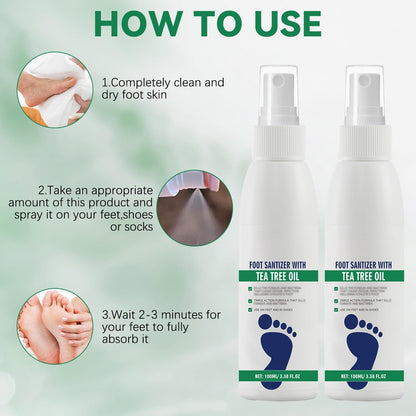 2Pcs Ximonth Foot Spray with Tea Tree Oil,Tea Tree Oil Feet Spray,TeaTree OilSpray for Foot (100ml/3.38fl.oz)