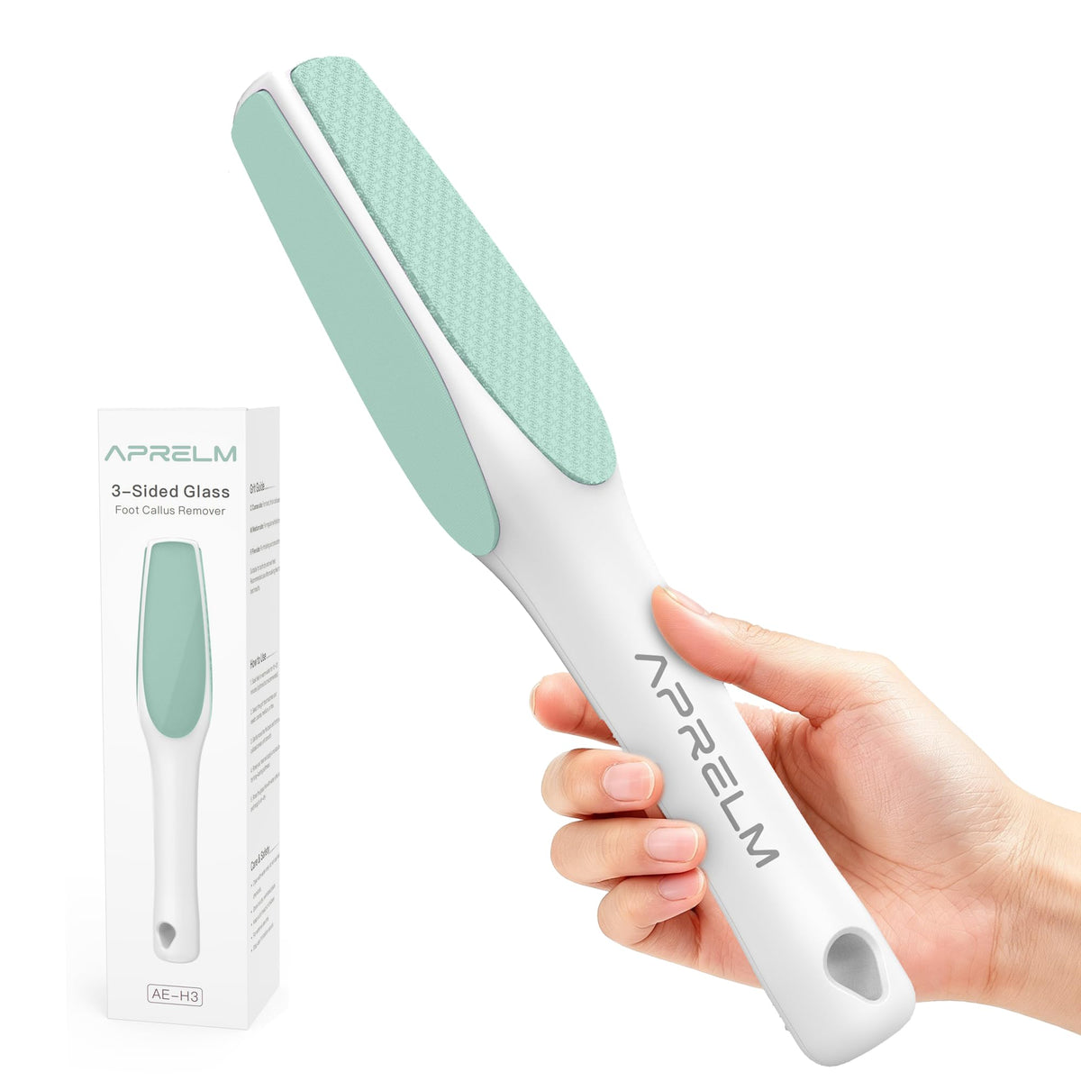 APRELM 3-Sided Nano Glass Foot File, 3-in-1 Coarse/Medium/Fine Foot Callus Remover, Professional Callus Remover for Feet Hard Skin Smooth Polishing (White)