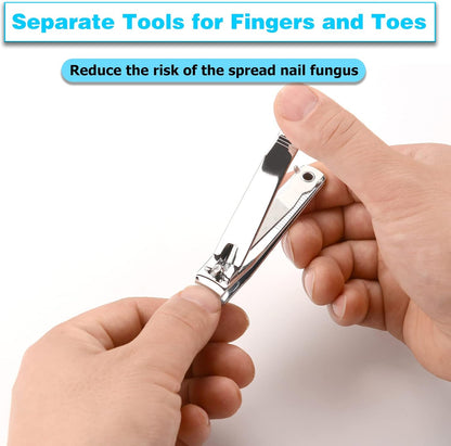 FiriKer 2PCS Silvery Nail Clippers Set, Fingernail and Toenail Clippers