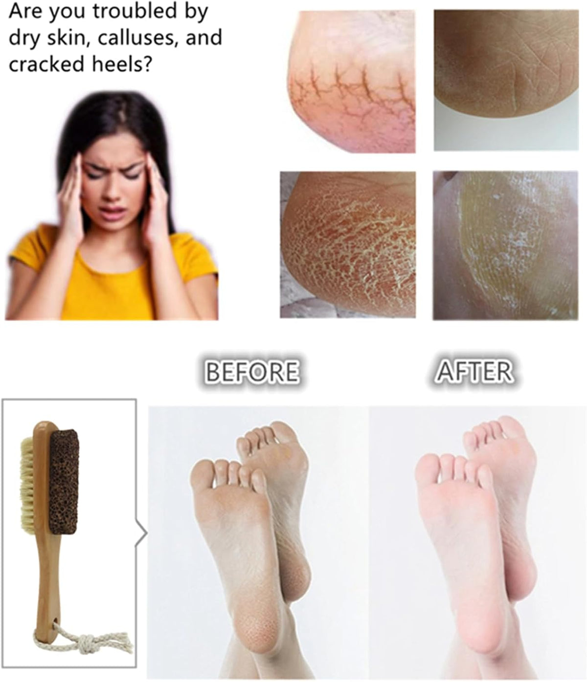 Foot Brush Natural Lava Pumice Stone for Feet Scrub Callus Remover Pedicure