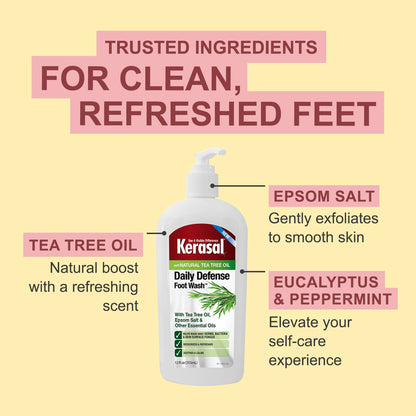 Kerasal Daily Defense Foot Wash, Cleanser, 12 oz