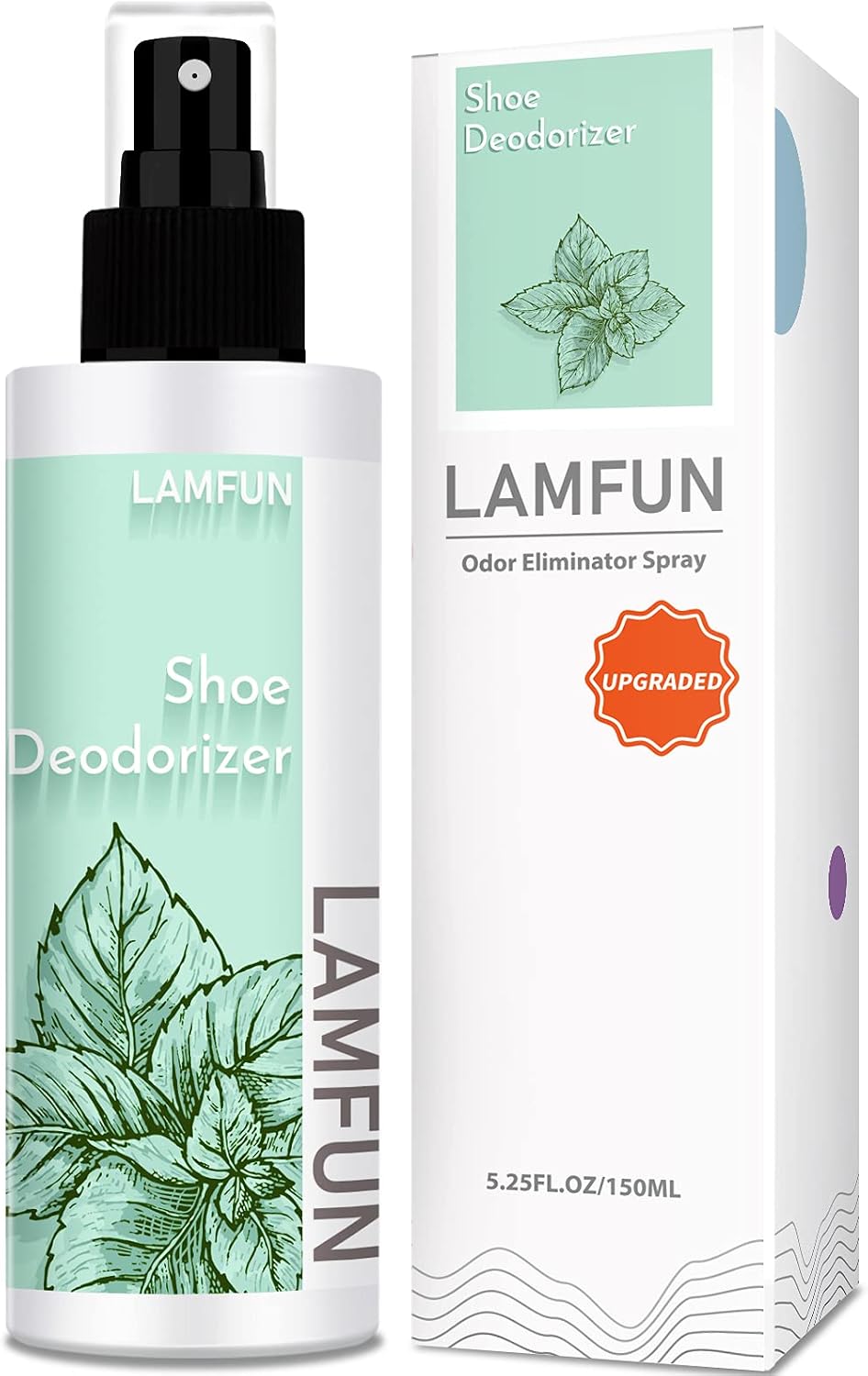 Shoe Odor Eliminator, Natural Shoe Deodorizer Spray for Stinky Sneakers or Smelly Feet, Foot Deodorant Fight All Odors, Peppermint, 150ml