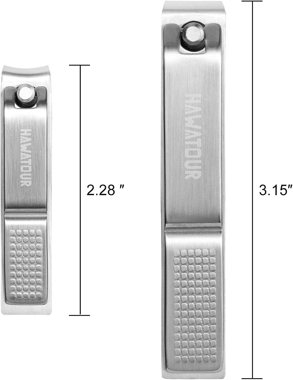 HAWATOUR Nail Clippers Set with Visibly Tin Case, Silver