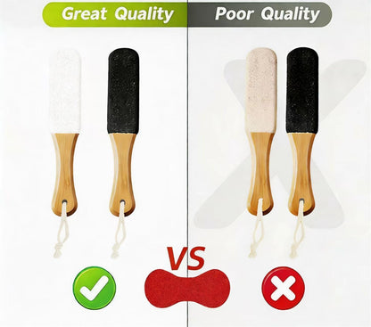 2-Pack Professional Pedicure Foot File with Wooden Handle & Pumice Stone - Callus Remover for Feet & Hands, Foot Scrubber for Dead Skin, Dry Rough Feet, Cracked Heels and Corns