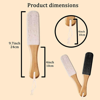 2-Pack Professional Pedicure Foot File & Pumice Stone with Wooden Handle