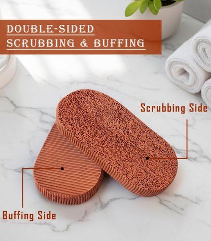 BEAUTICONE 100% Natural Terracotta Pumice Stone for Feet - Durable Callus Remover for Cracked Heels & Dead Skin - Dual Sided Foot Scrubber Pedicure Tool for Foot Care, Foot Exfoliator