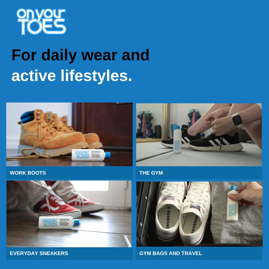 On Your Toes Foot Powder, Natural Aluminum-Free Shoe Odor Eliminator 1-Pack