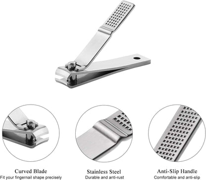 HAWATOUR Nail Clippers Set with Visibly Tin Case, Silver