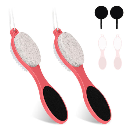 Foot File Callus Remover-2 Pcs 4 in 1 Foot Scrubber Dead Skin Remover for Feet,Pumice Stone, Foot Rasp and Sand Paper for Home Foot Care,Foot Brush for Shower (Grey Pedicure Foot File)
