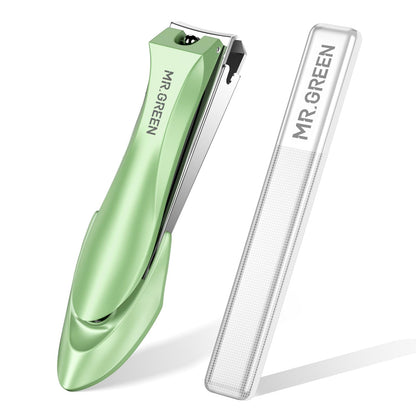 MR.GREEN Nail Clippers with Nail File,Anti Splash Nail Clipper Set for Thick Nails,Medical Grade Stainless Steel Professional Nail Cutter,Sharp and Durable fingernail Clipper for Men and Women(Green)
