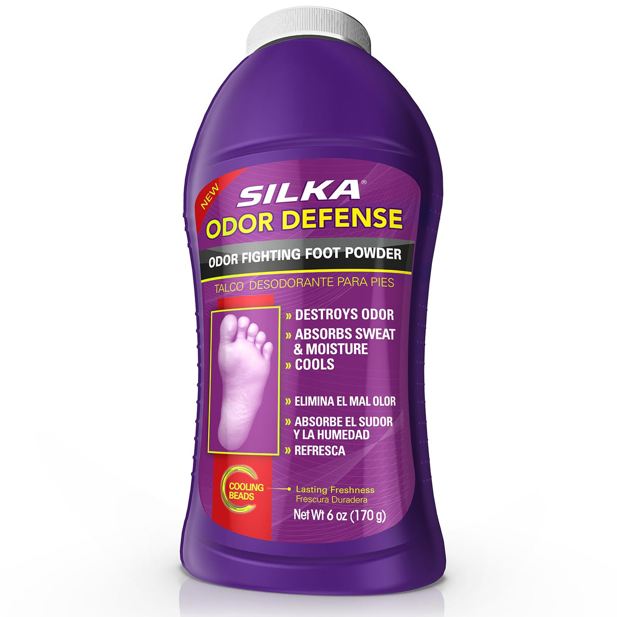 SILKA Odor Fighting Foot Powder & Shoe Deodorizer, 6 Oz, 2 Pk