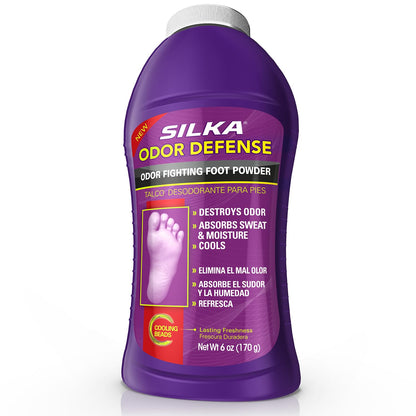 SILKA Odor Fighting Foot Powder & Shoe Deodorizer, 6 Oz, 2 Pk