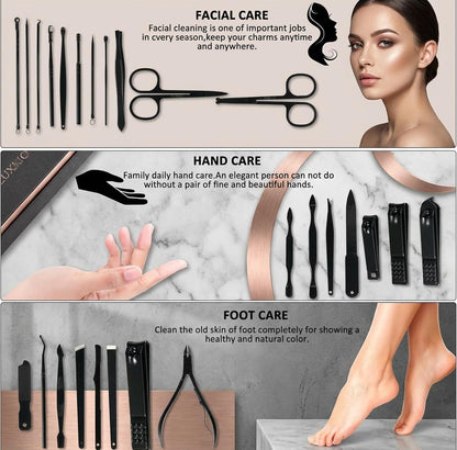 MINKINH Manicure Set Nail Clippers Set Pedicure Kit, 26-Piece Brown