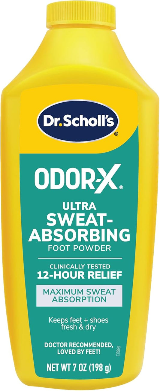 Dr. Scholl's Ultra-Sweat Absorbing Foot Powder, Shoe Powder, 7 Oz