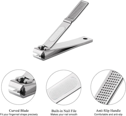 HAWATOUR Nail Clippers Set with Visibly Tin Case, Silver