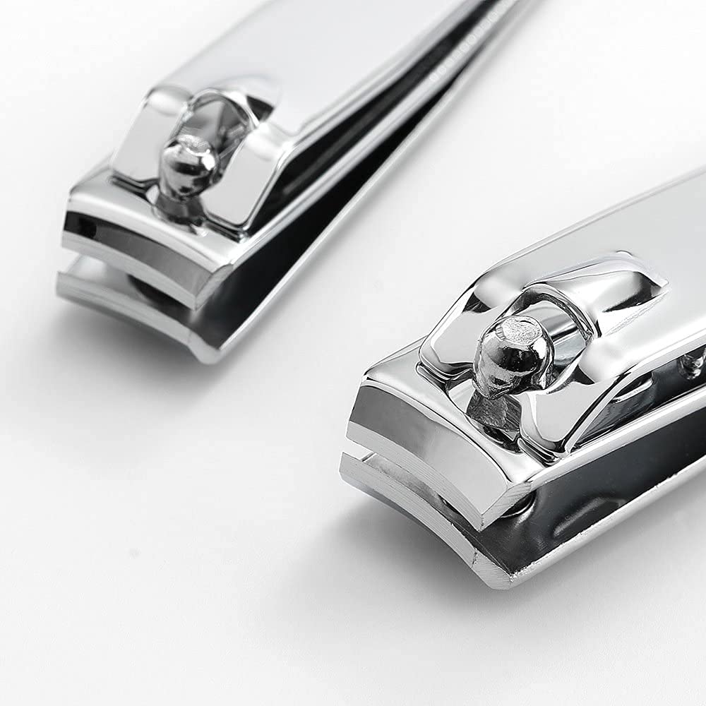 4 Pcs Professional Stainless Steel Toenail Clipper and Fingernails by QLL - Swing Out Nail Cleaner/File - Sharpest Stainless Steel Clipper - Wide Easy Press Lever - Best Quality Nail Cutter